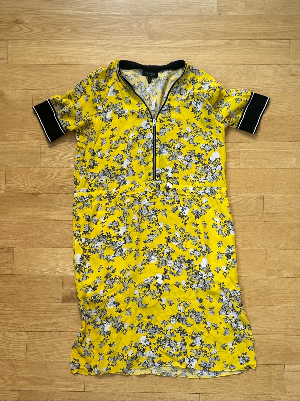 rag & bone Yellow Floral Zip midi dress